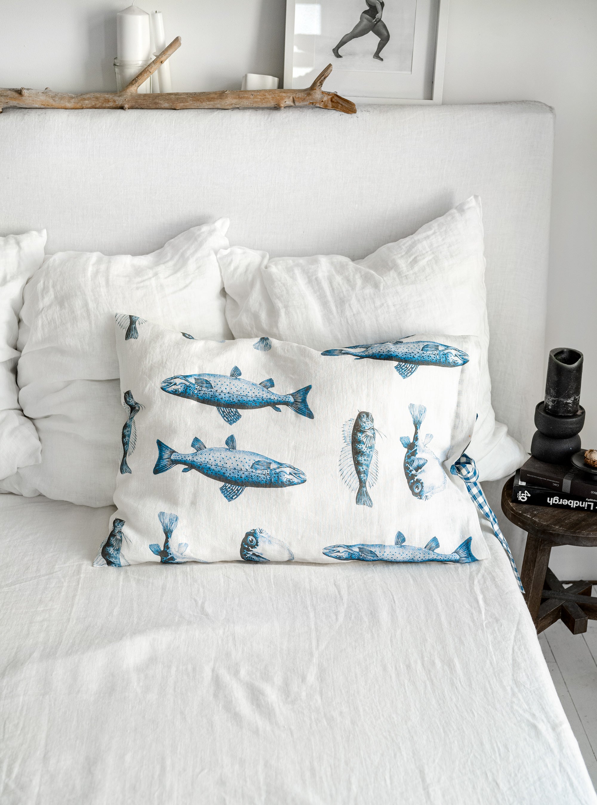 Fisherman Linen Pillowcase with Gingham Ribbon Closure