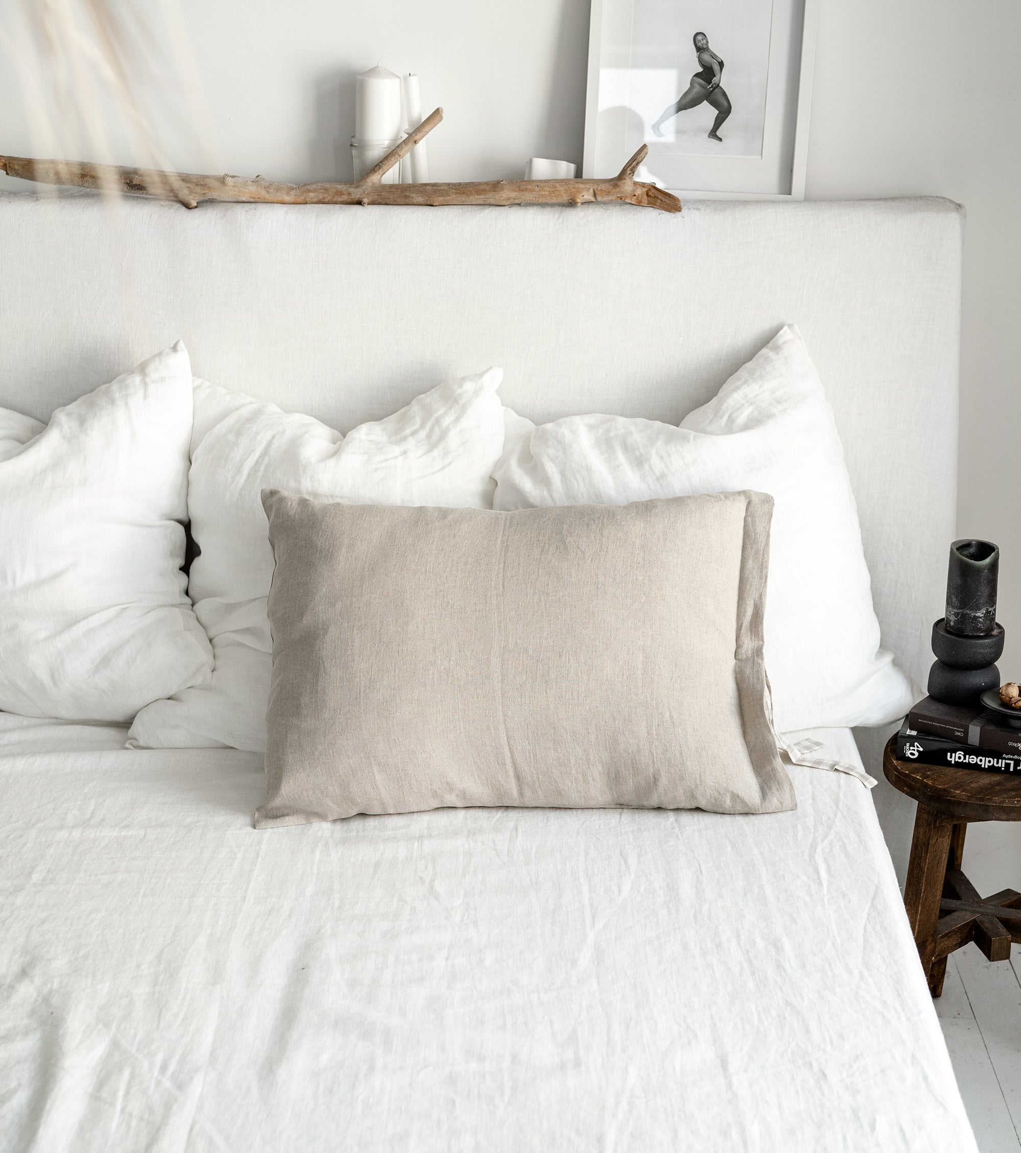 Linen Pillowcase with Gingham Ribbon