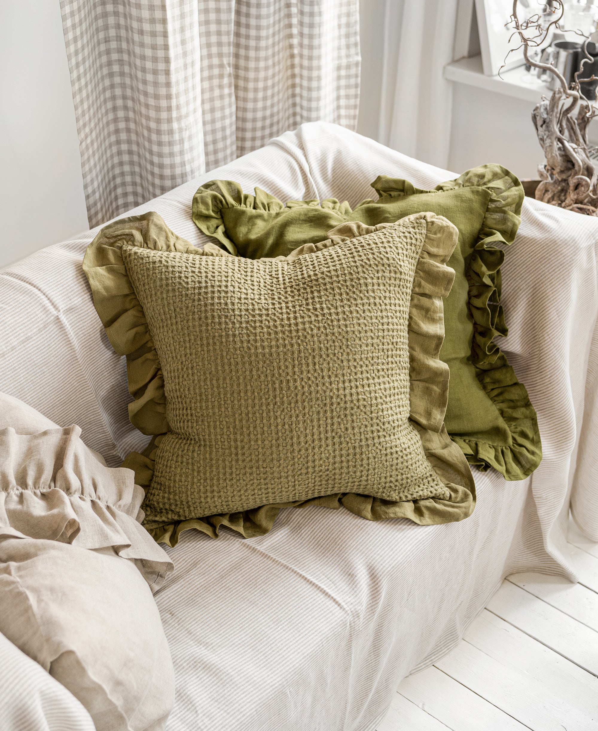 Ruffled Waffle Linen Pillowcase