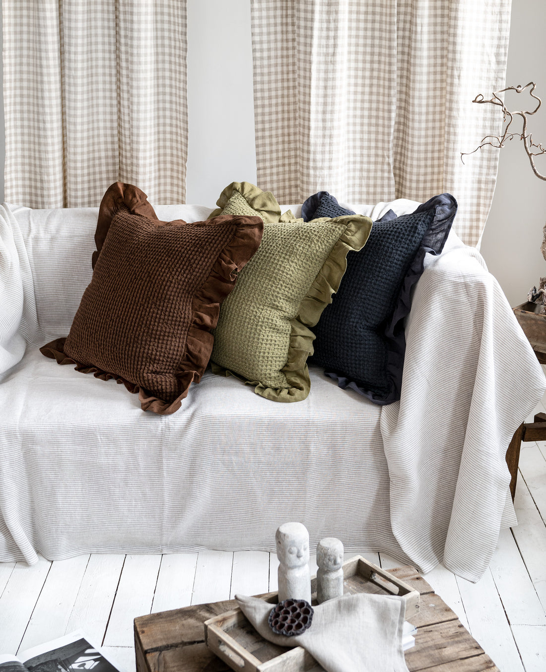 Ruffled Waffle Linen Pillowcase