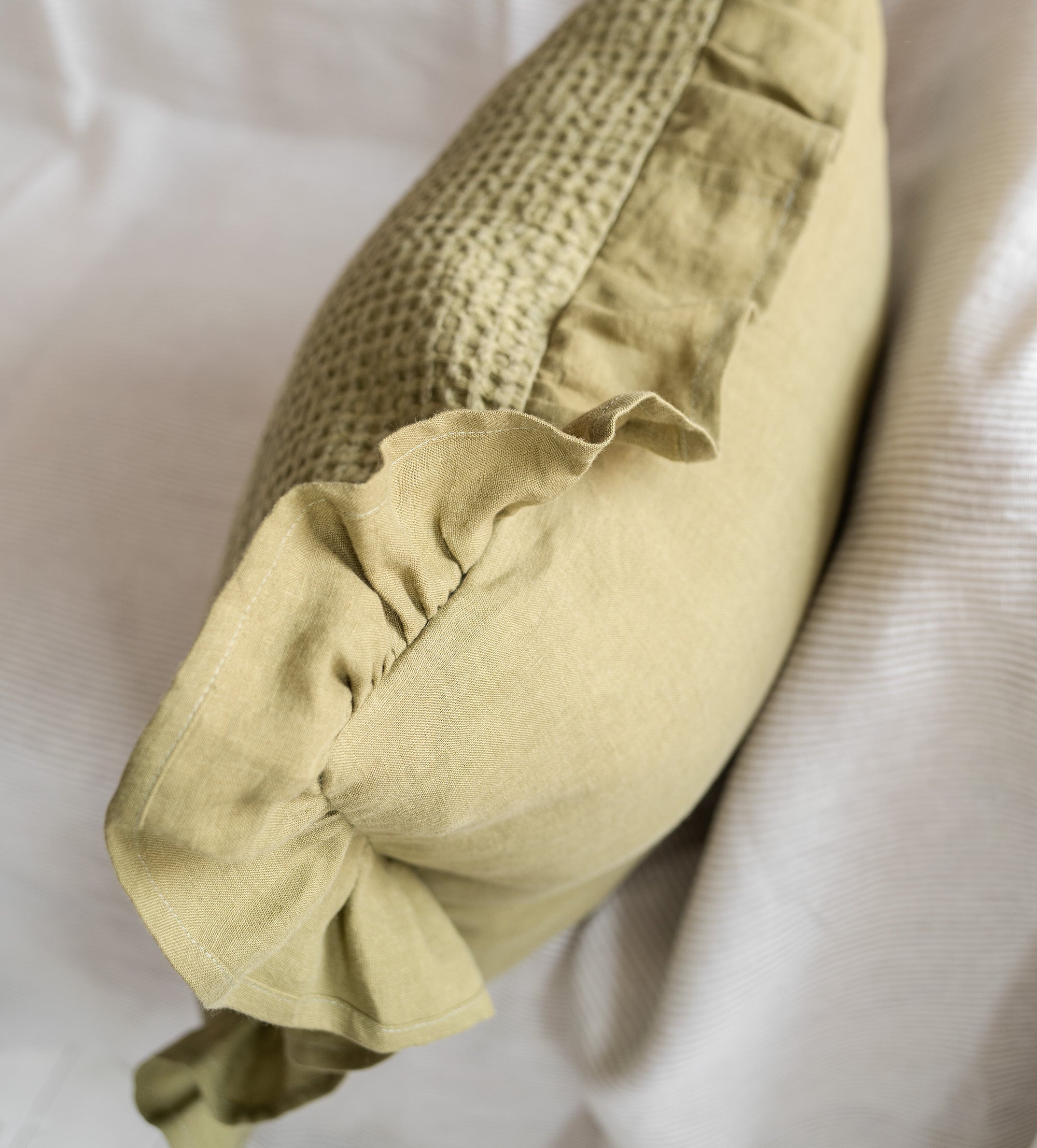 Ruffled Waffle Linen Pillowcase
