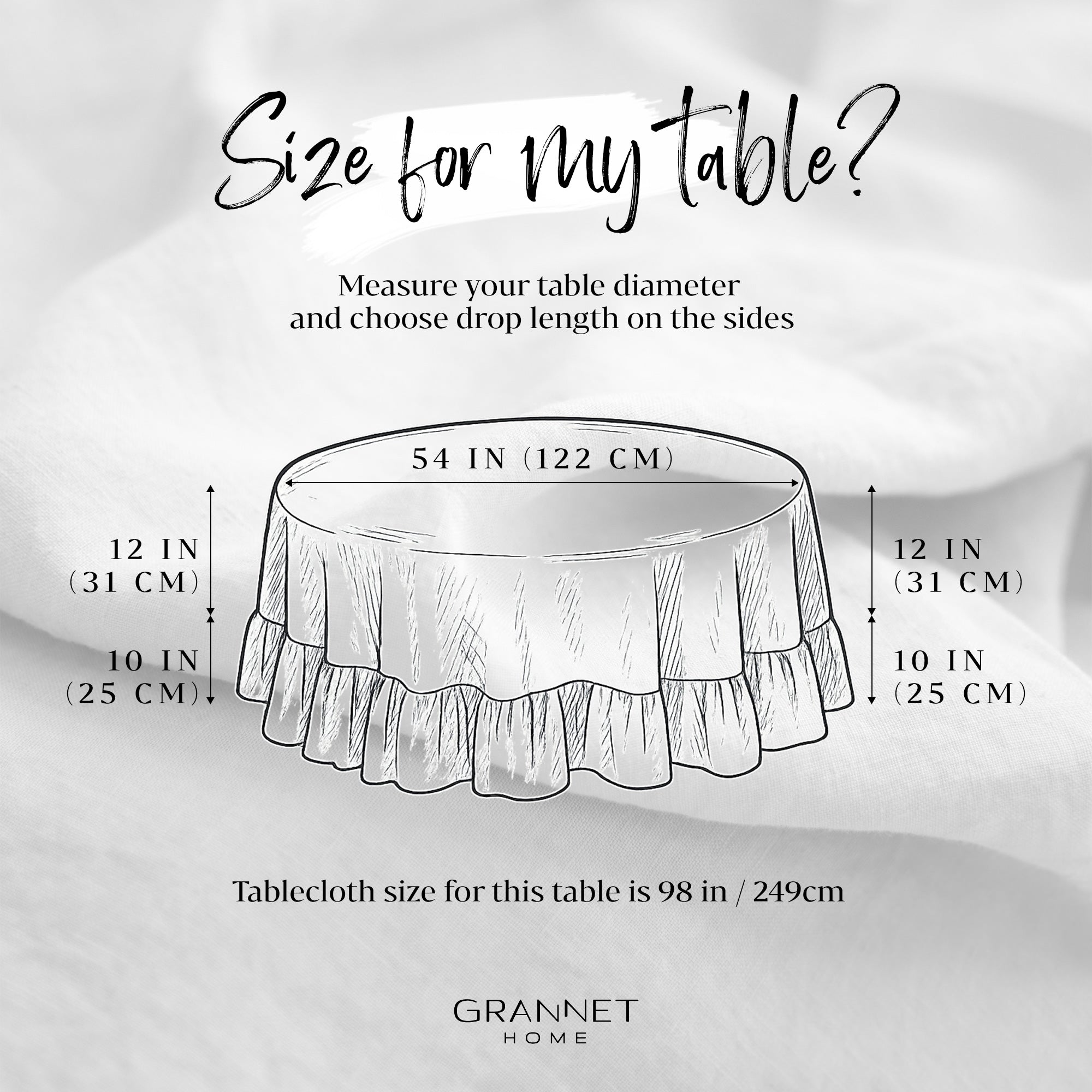 Round Ruffled Linen Tablecloth in Tobacco