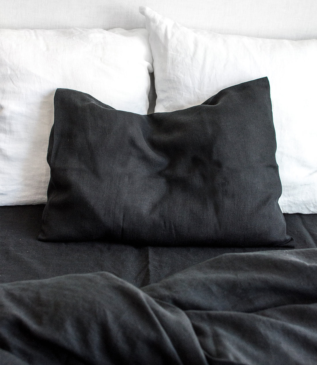 Linen Pillowcase in Space Black