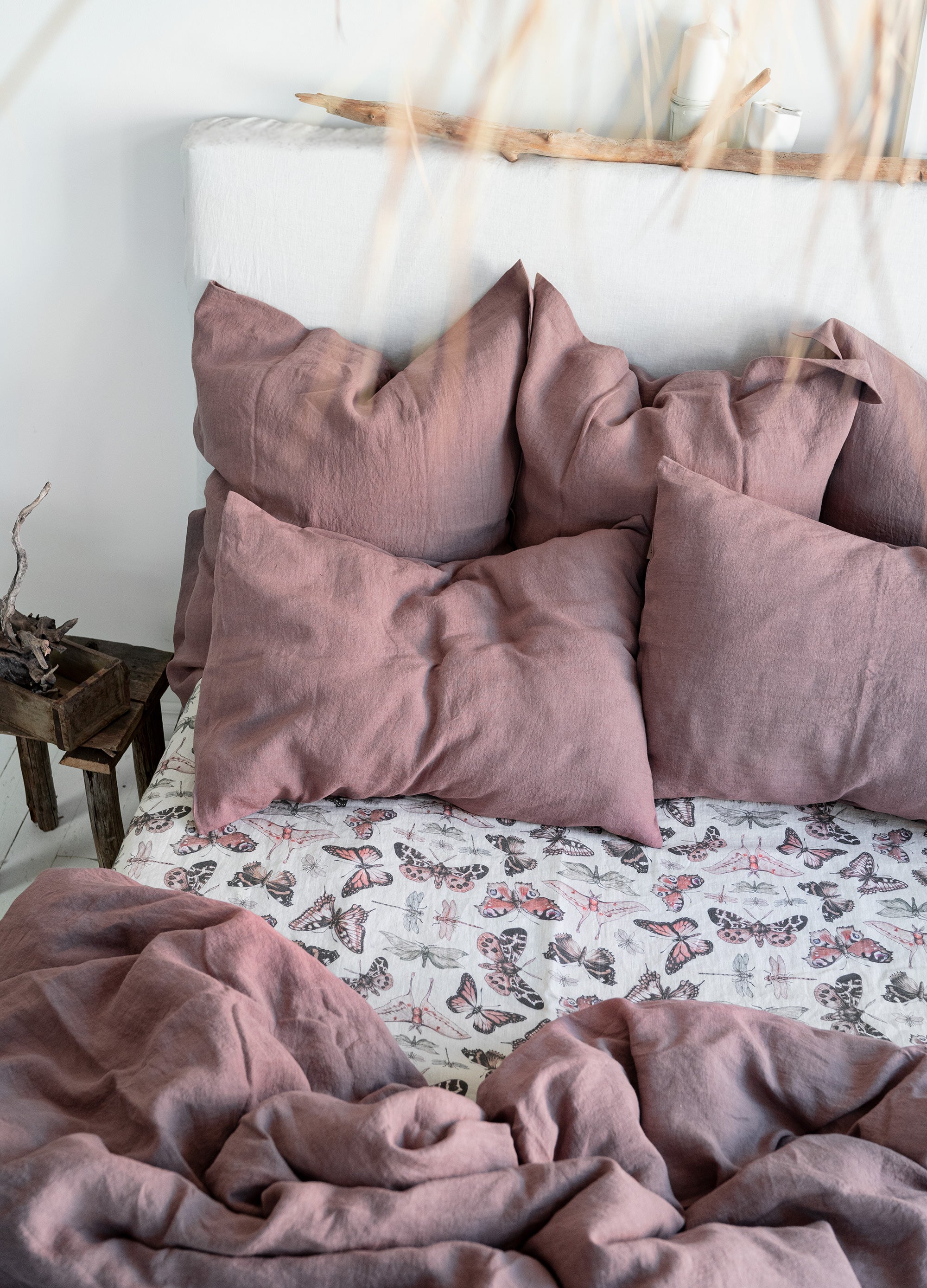 Linen Flat Sheet in Butterfly pattern