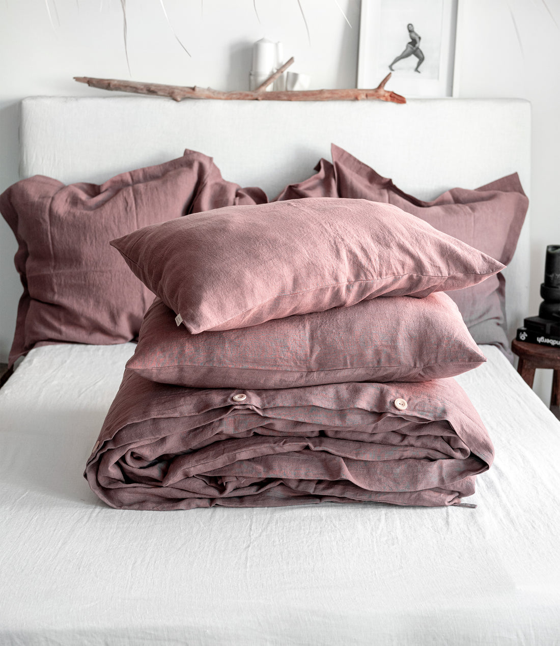 Linen Bedding Set in Taupe - Duvet Cover & 2 Pillowcases