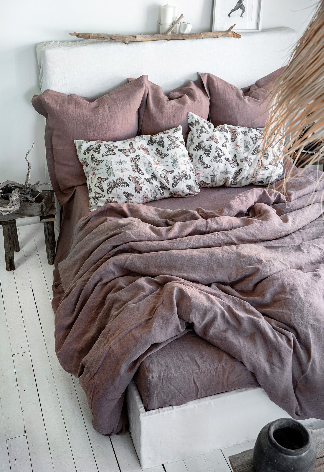 Linen Flat Sheet in Taupe