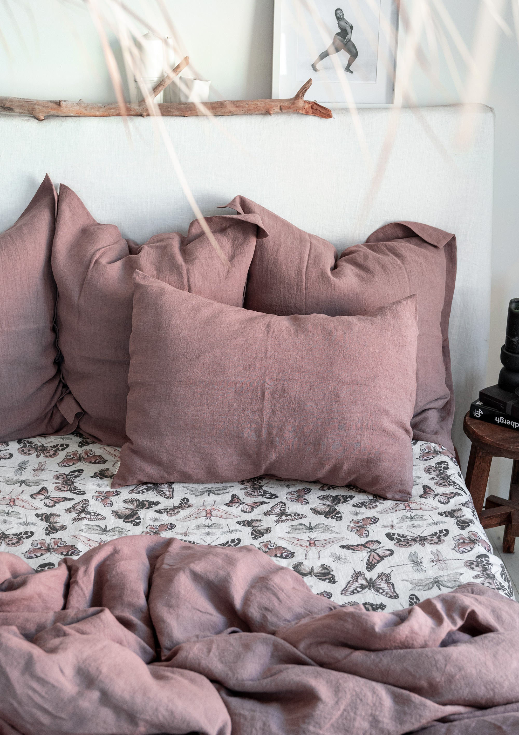 Linen Flat Sheet in Butterfly pattern