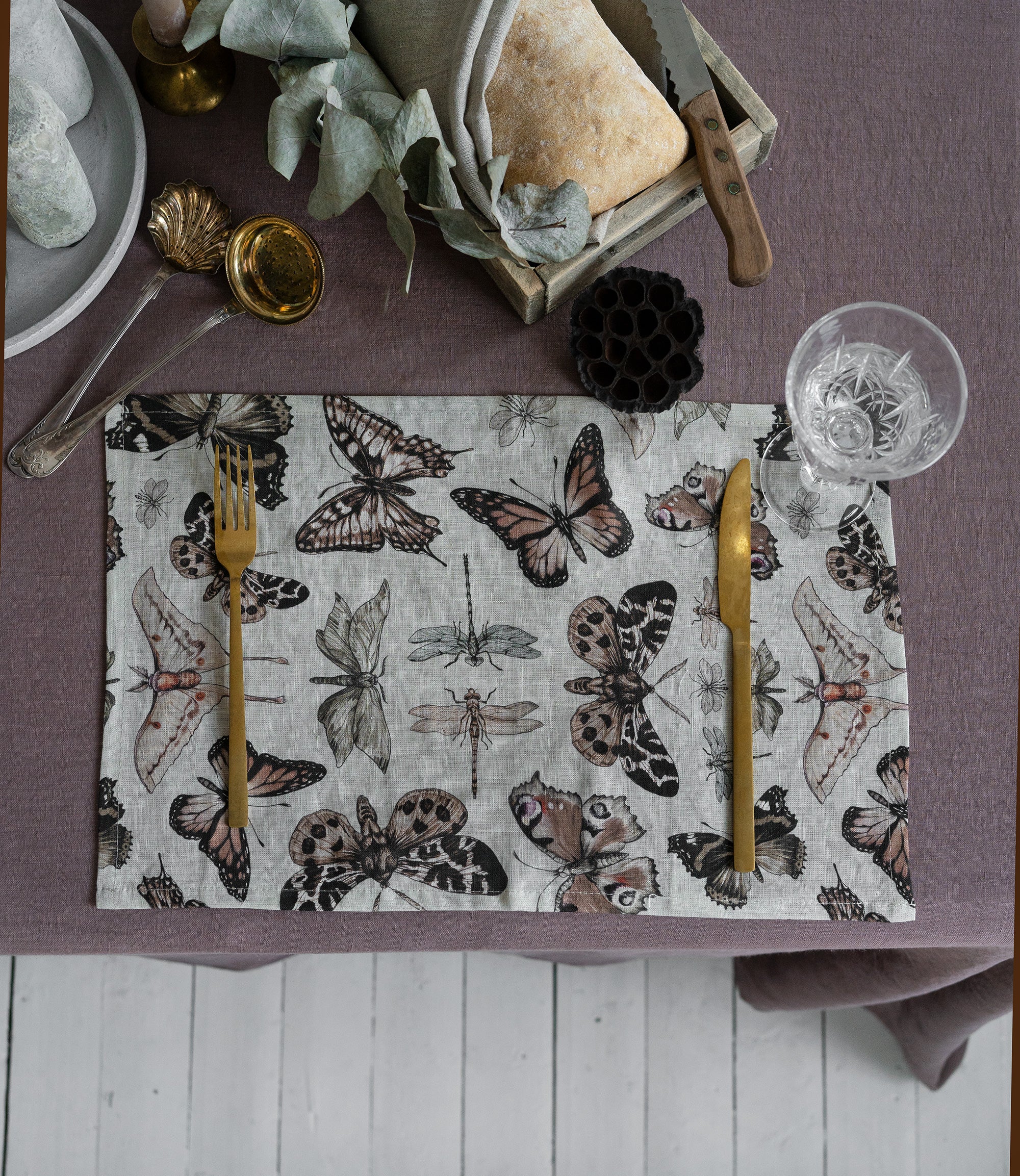 Linen Placemat with Butterflies