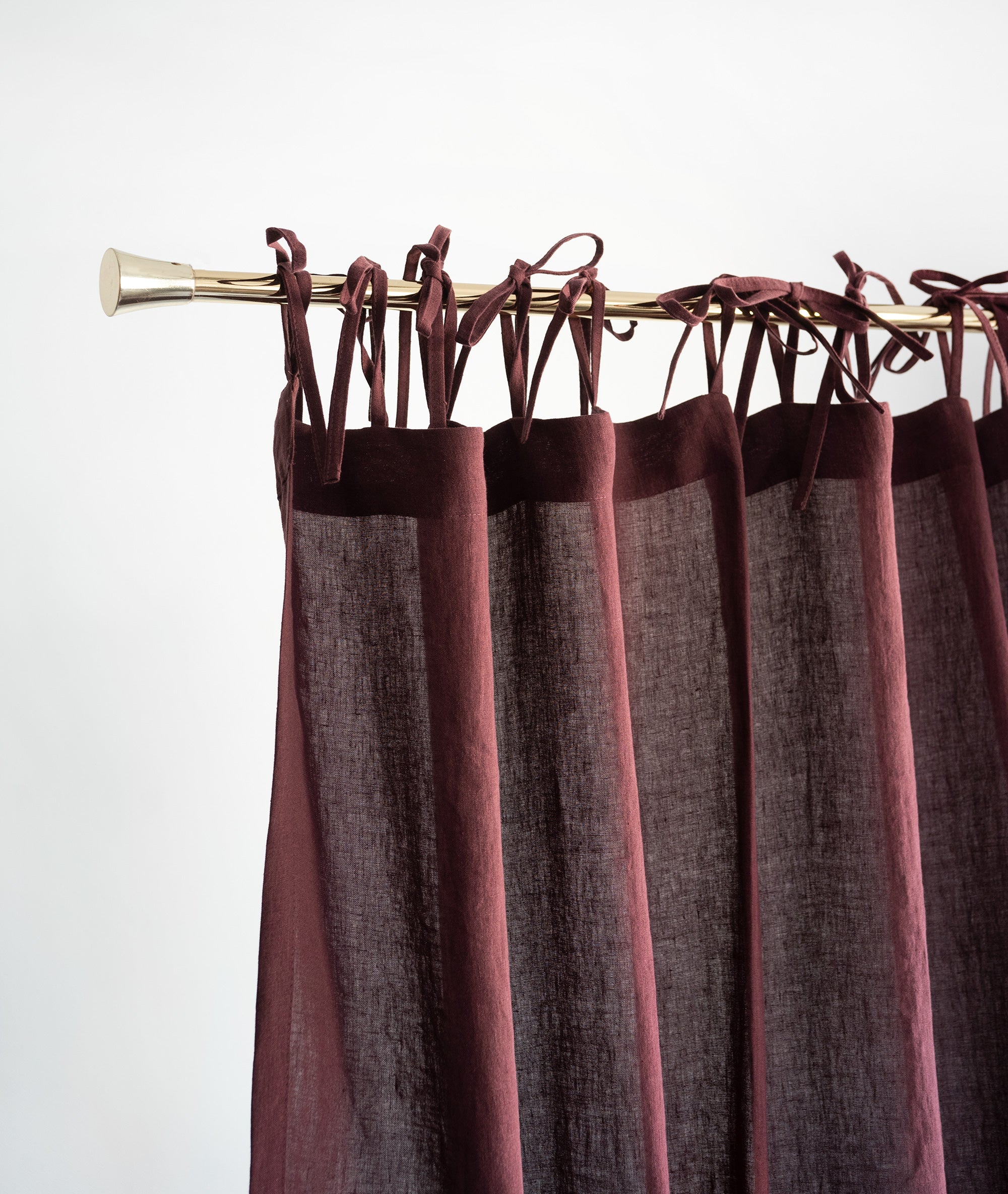 Tie Top Linen Curtains in Burgundy