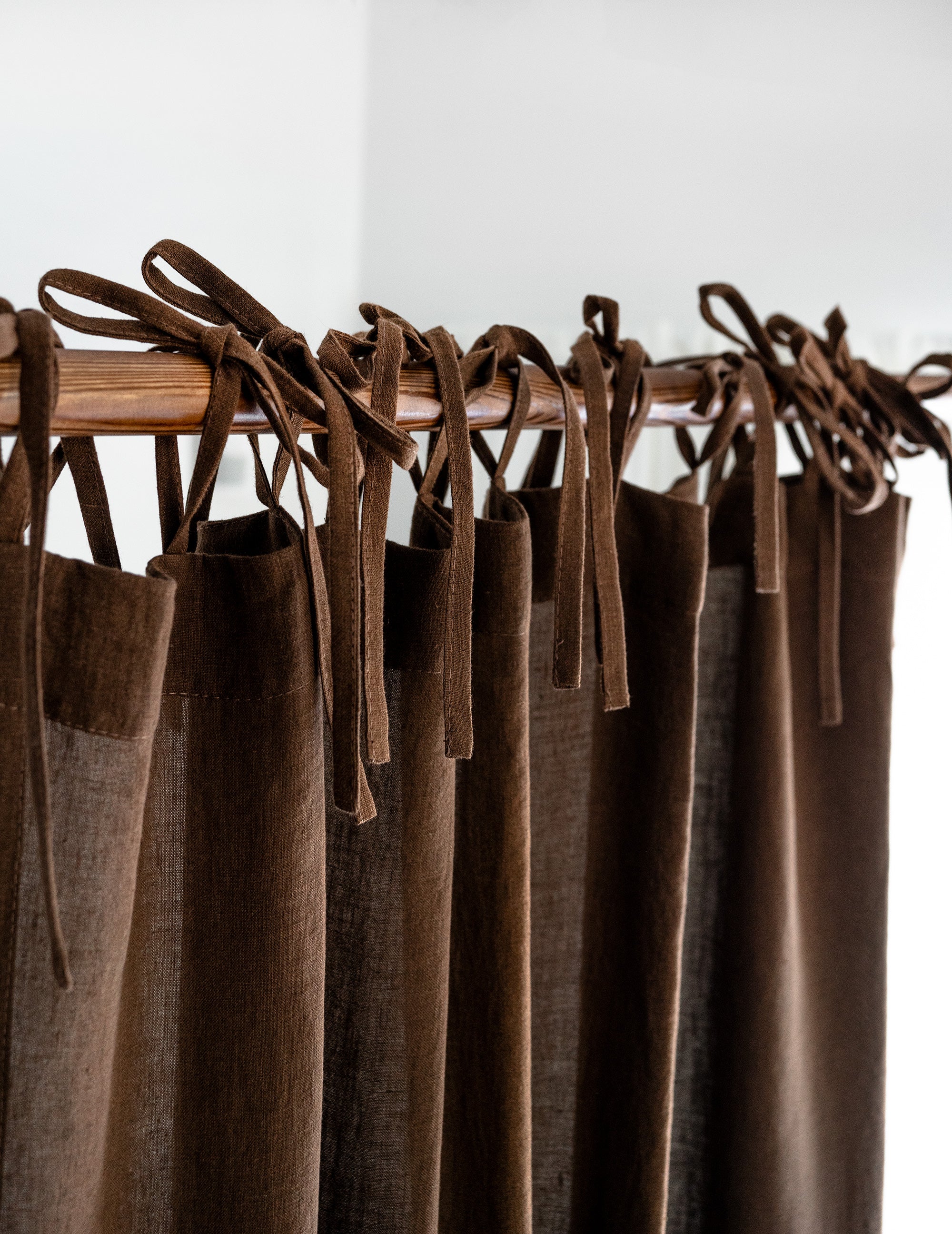 Tie Top Linen Curtains in Walnut