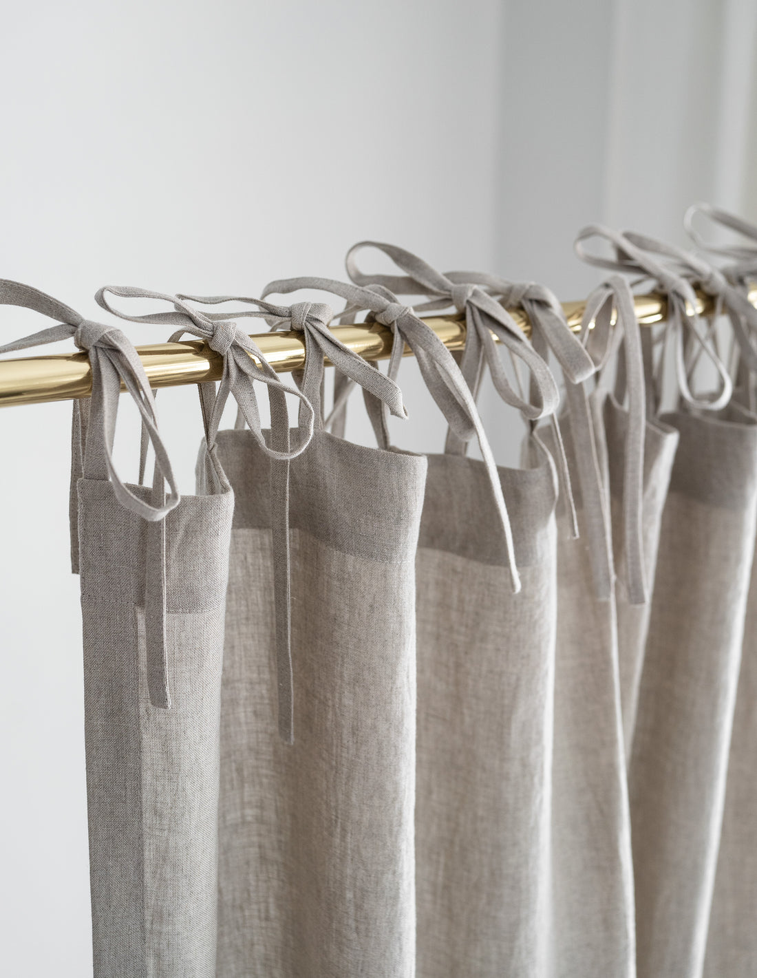 Tie Top Linen Curtains in Natural (Oatmeal)