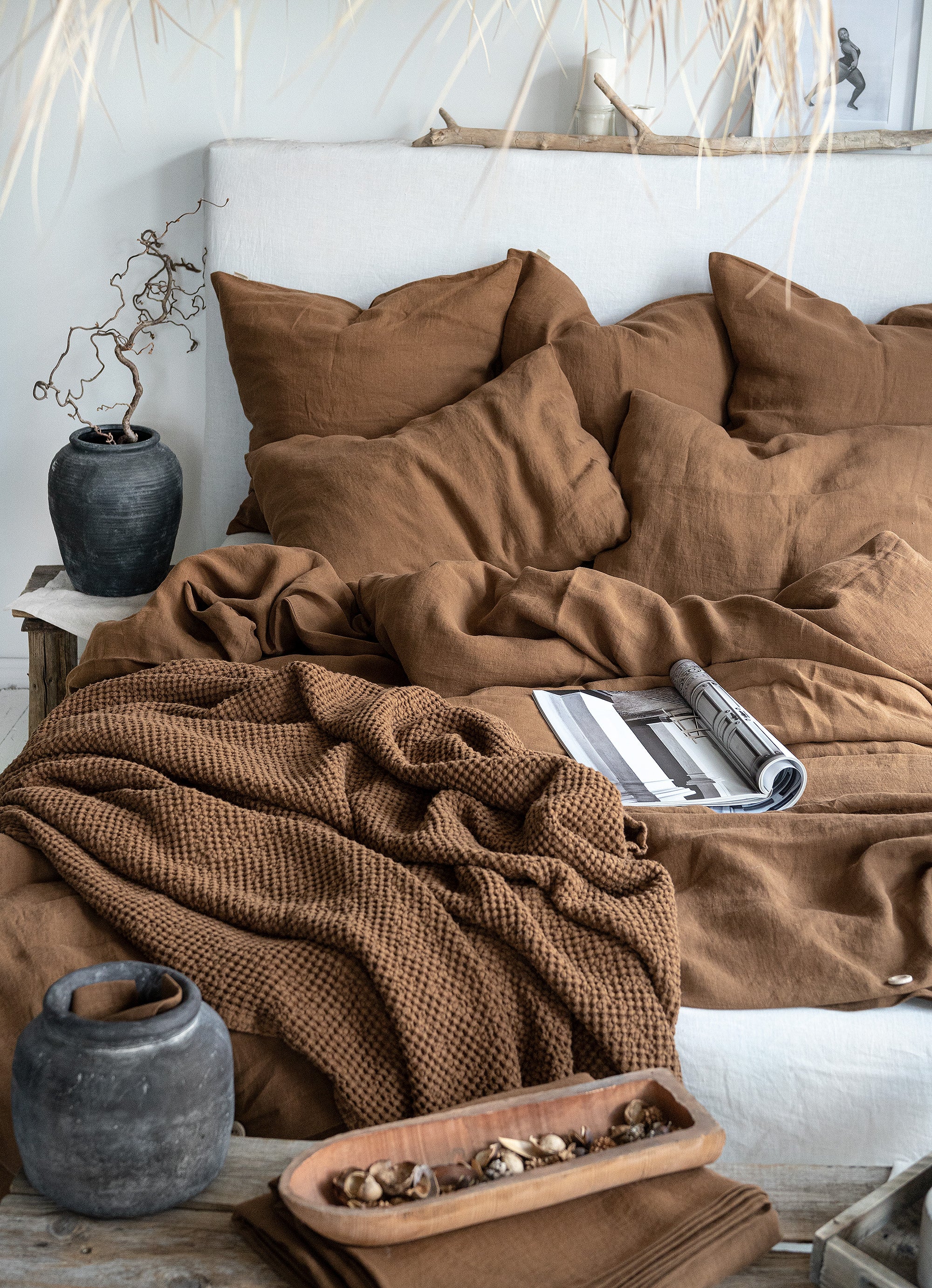 Waffle Blanket in Tobacco