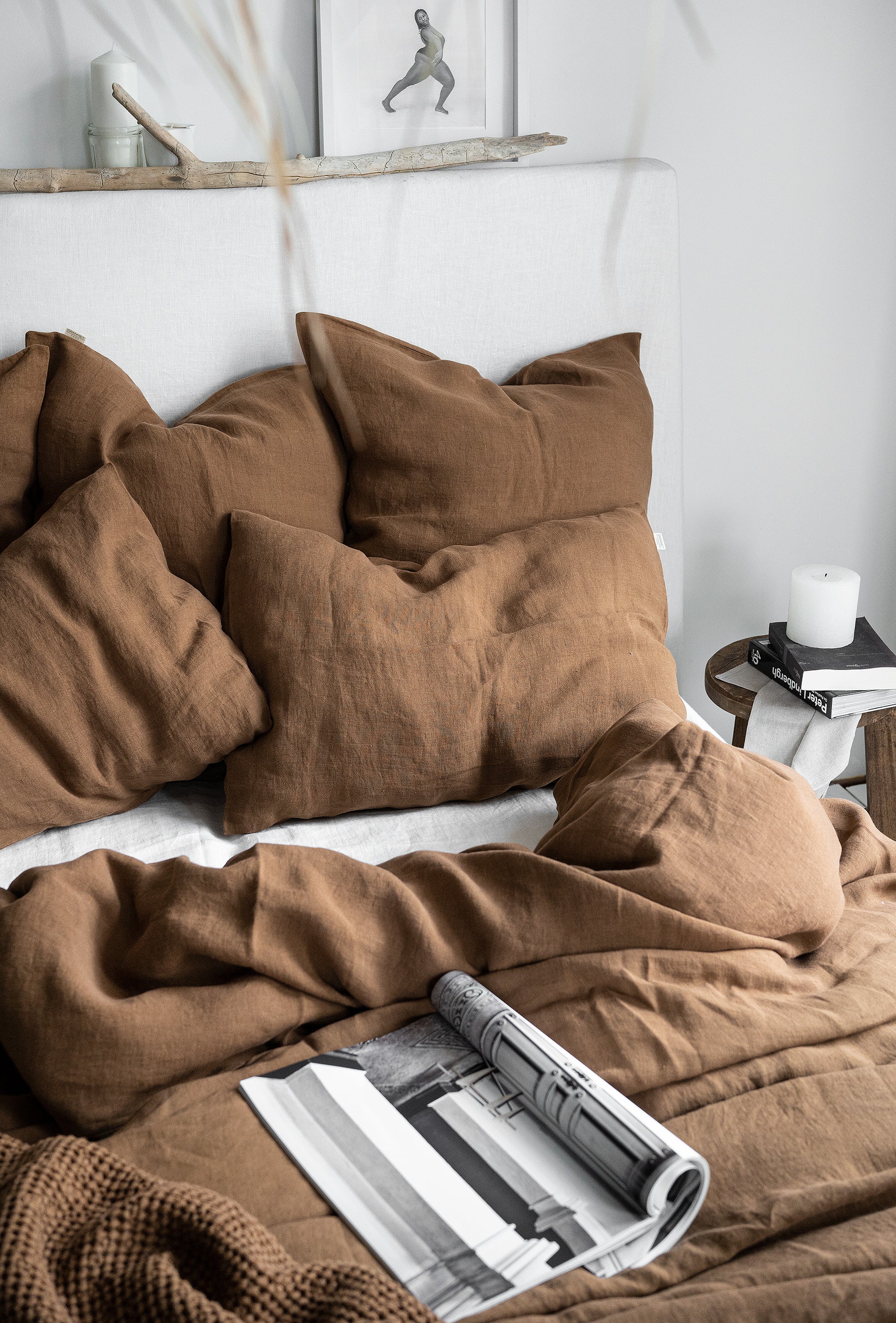 Linen Flat Sheet in Tobacco