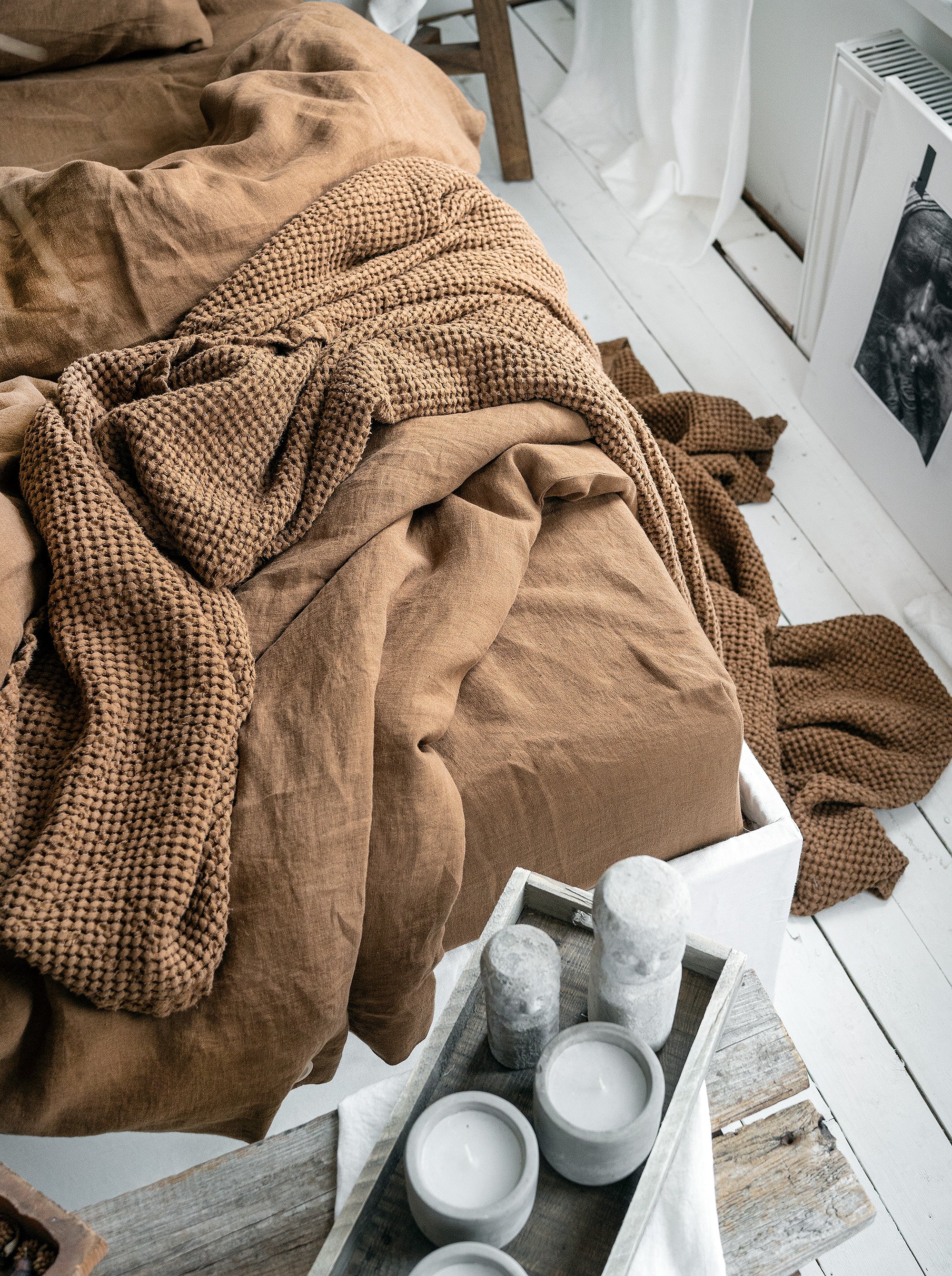 Linen Flat Sheet in Tobacco