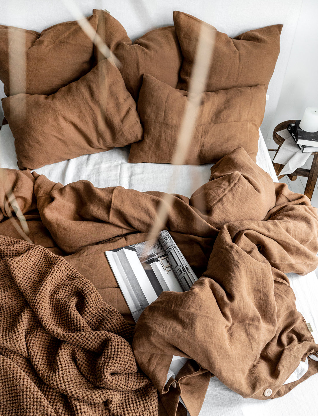 Linen Flat Sheet in Tobacco