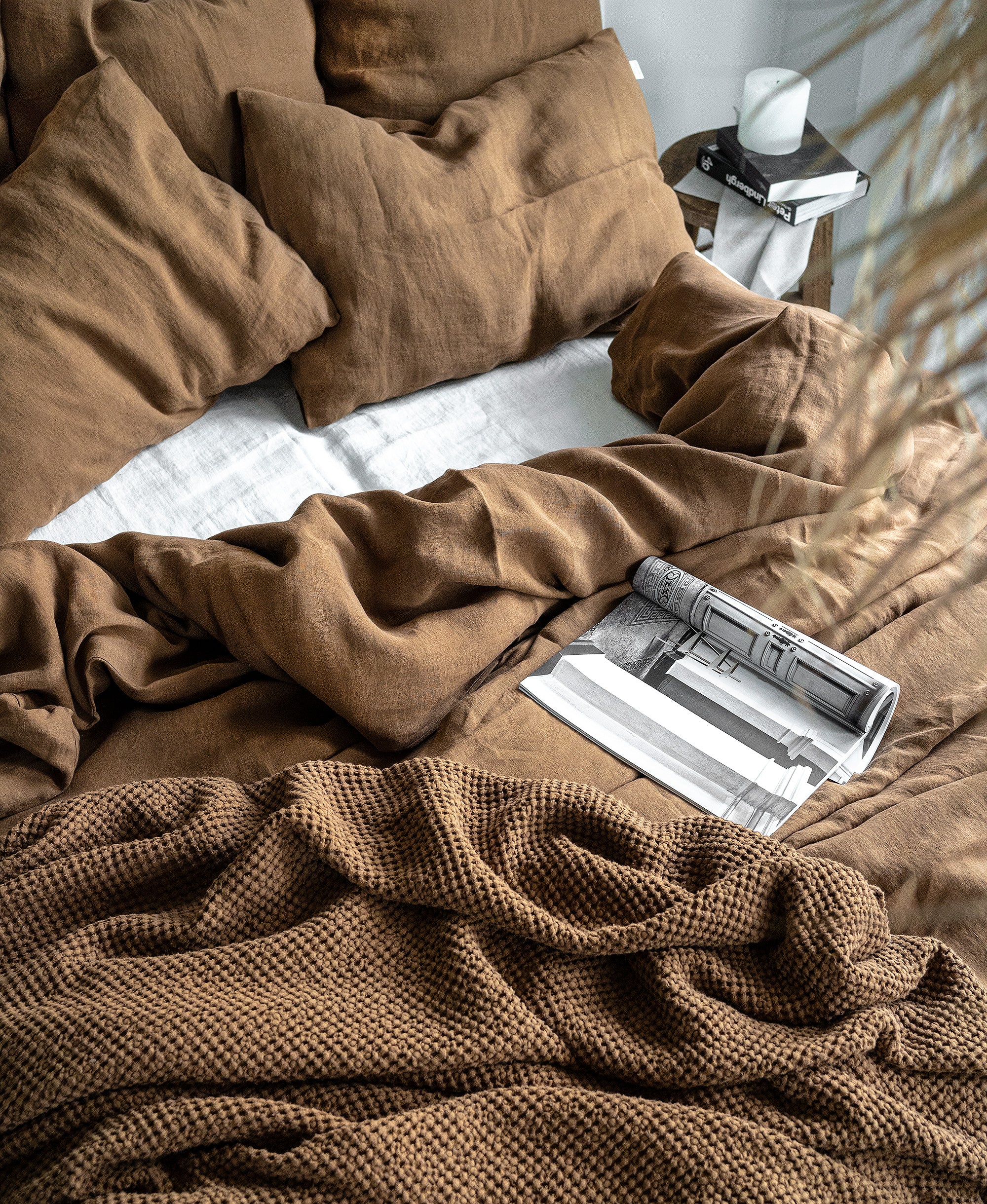 Linen Flat Sheet in Tobacco