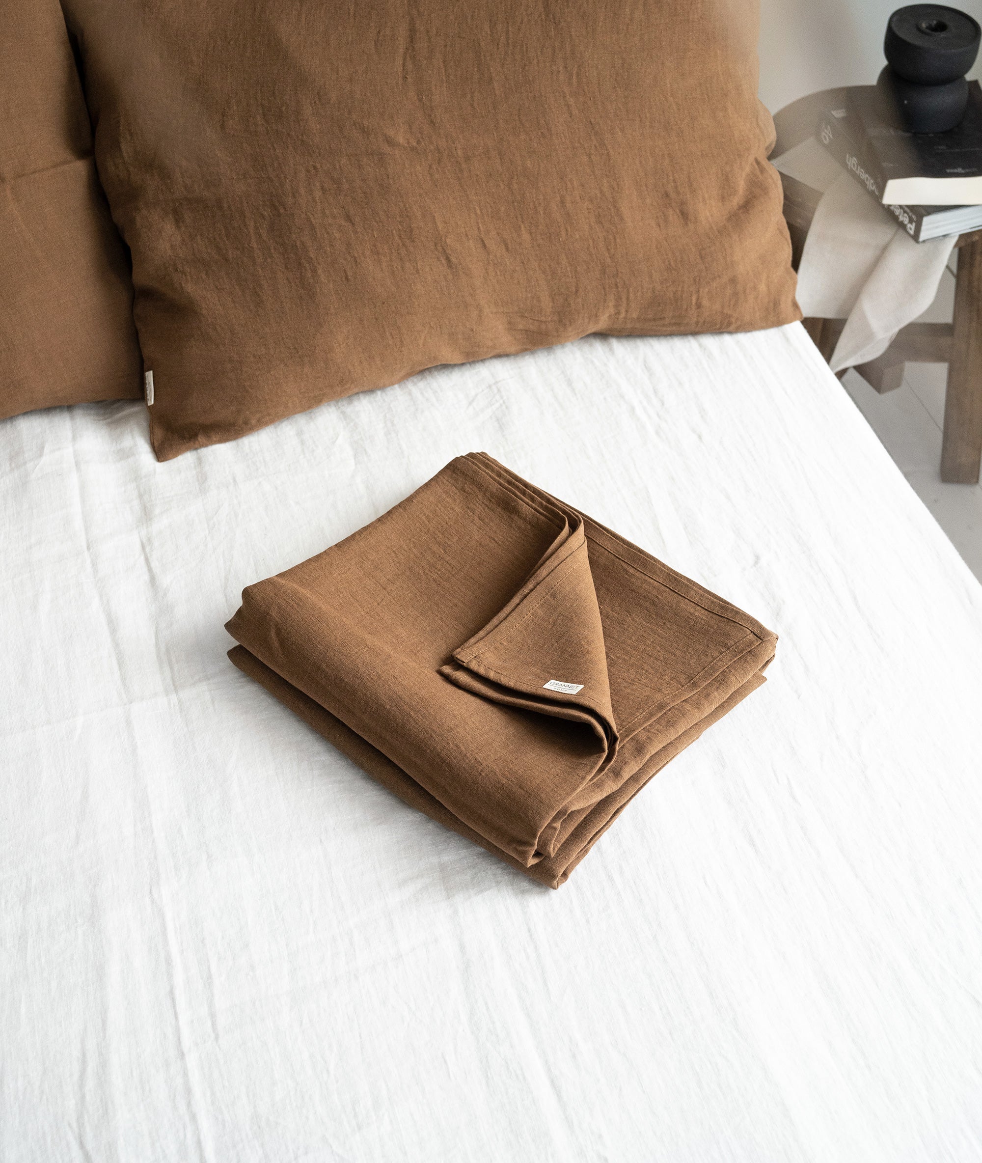 Linen Flat Sheet in Tobacco