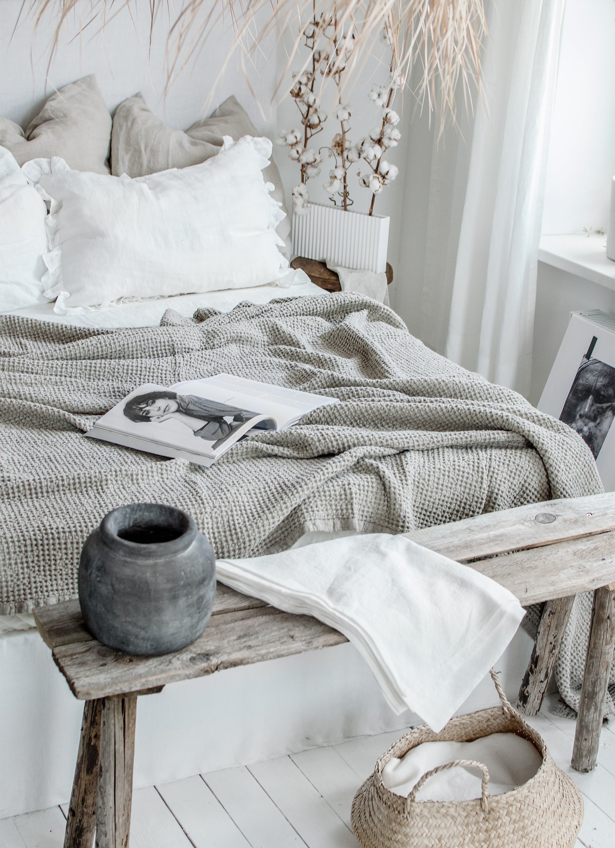 Waffle Blanket in Natural (Oatmeal)