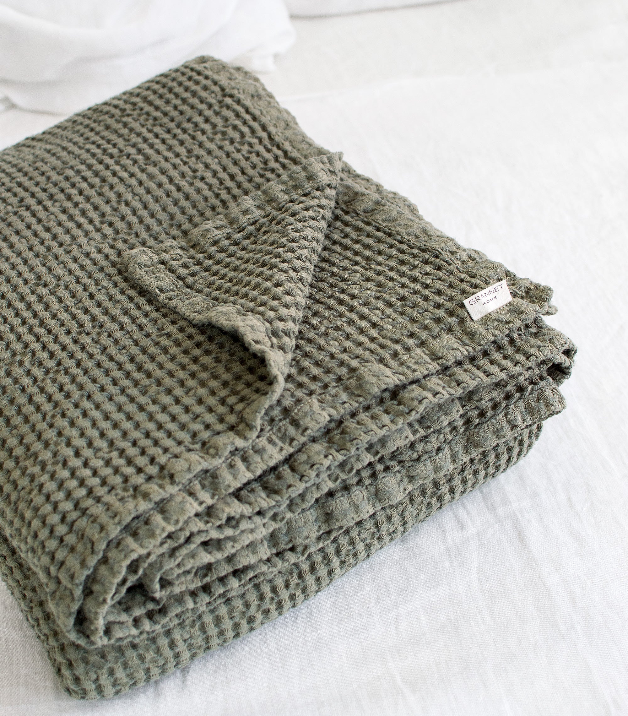 Waffle Blanket in Botanic Green