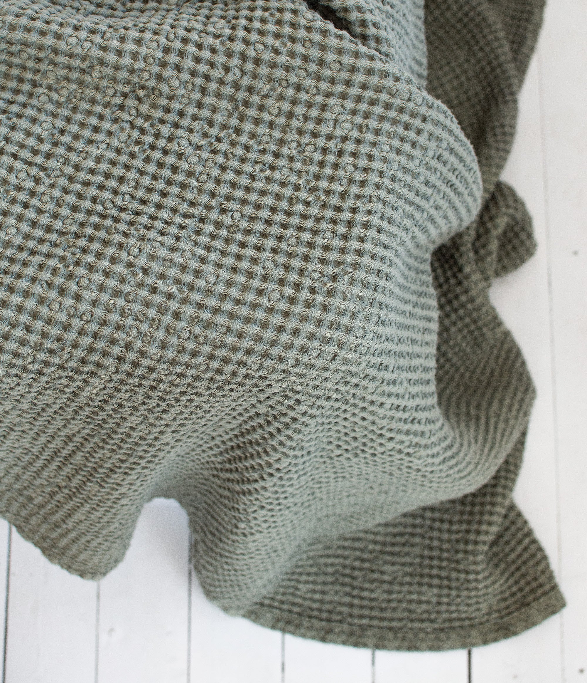 Waffle Blanket in Botanic Green