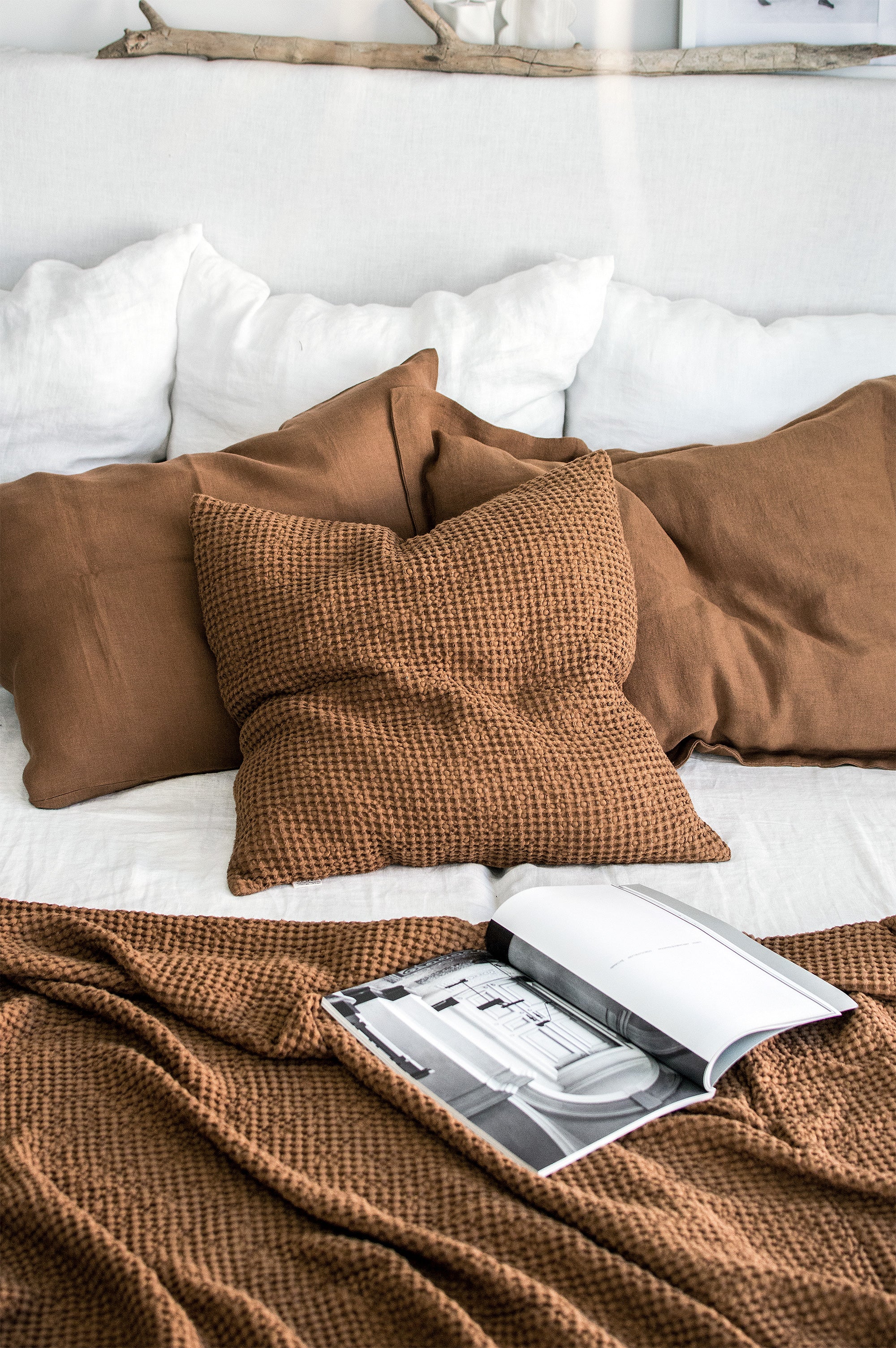 Waffle Blanket in Tobacco