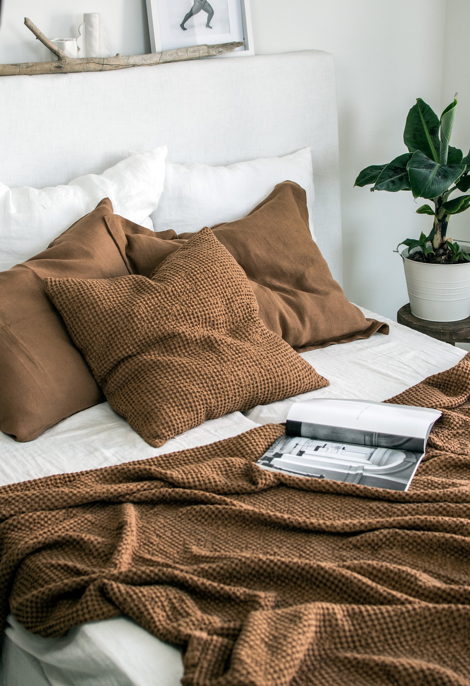 Waffle Blanket in Tobacco