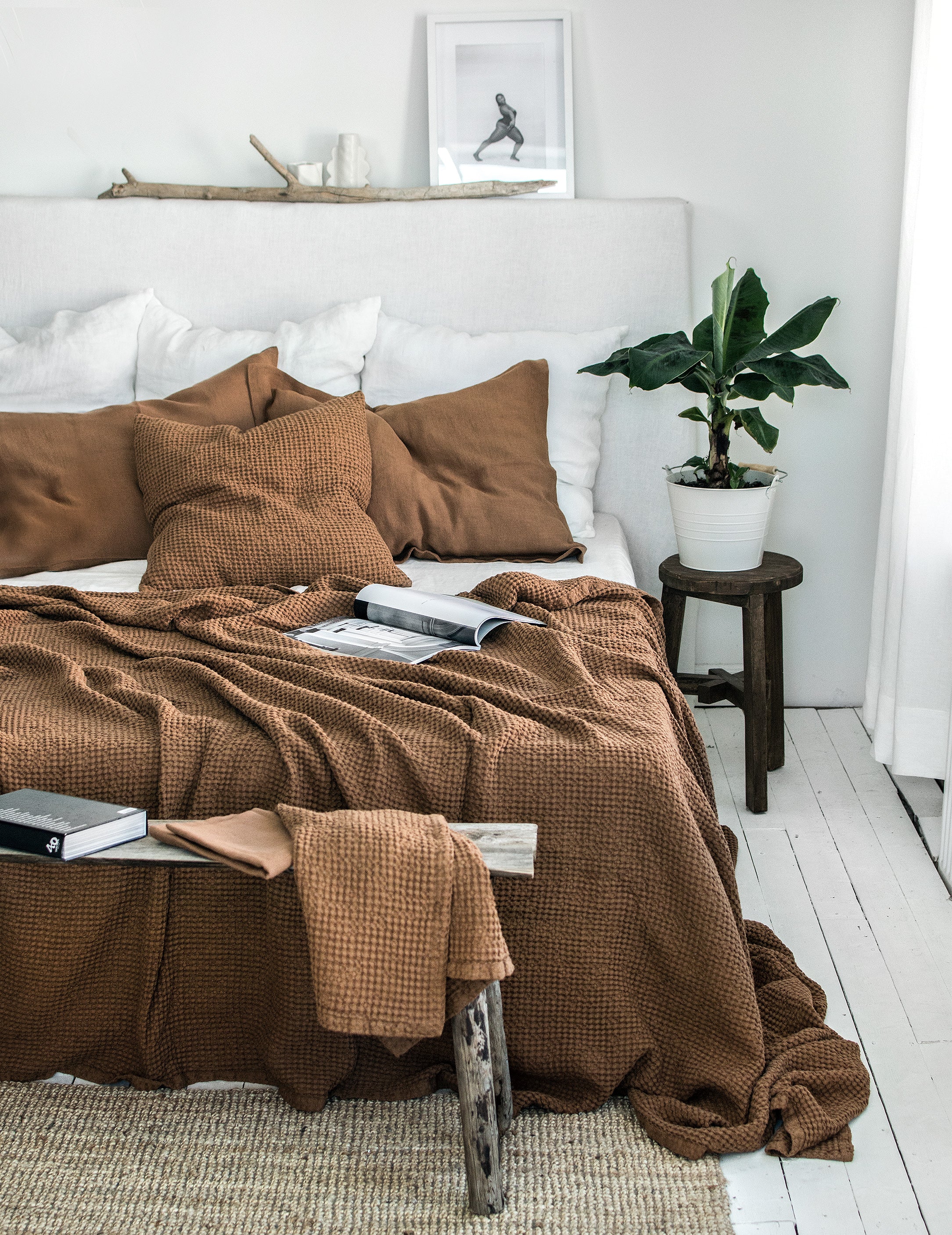 Waffle Blanket in Tobacco