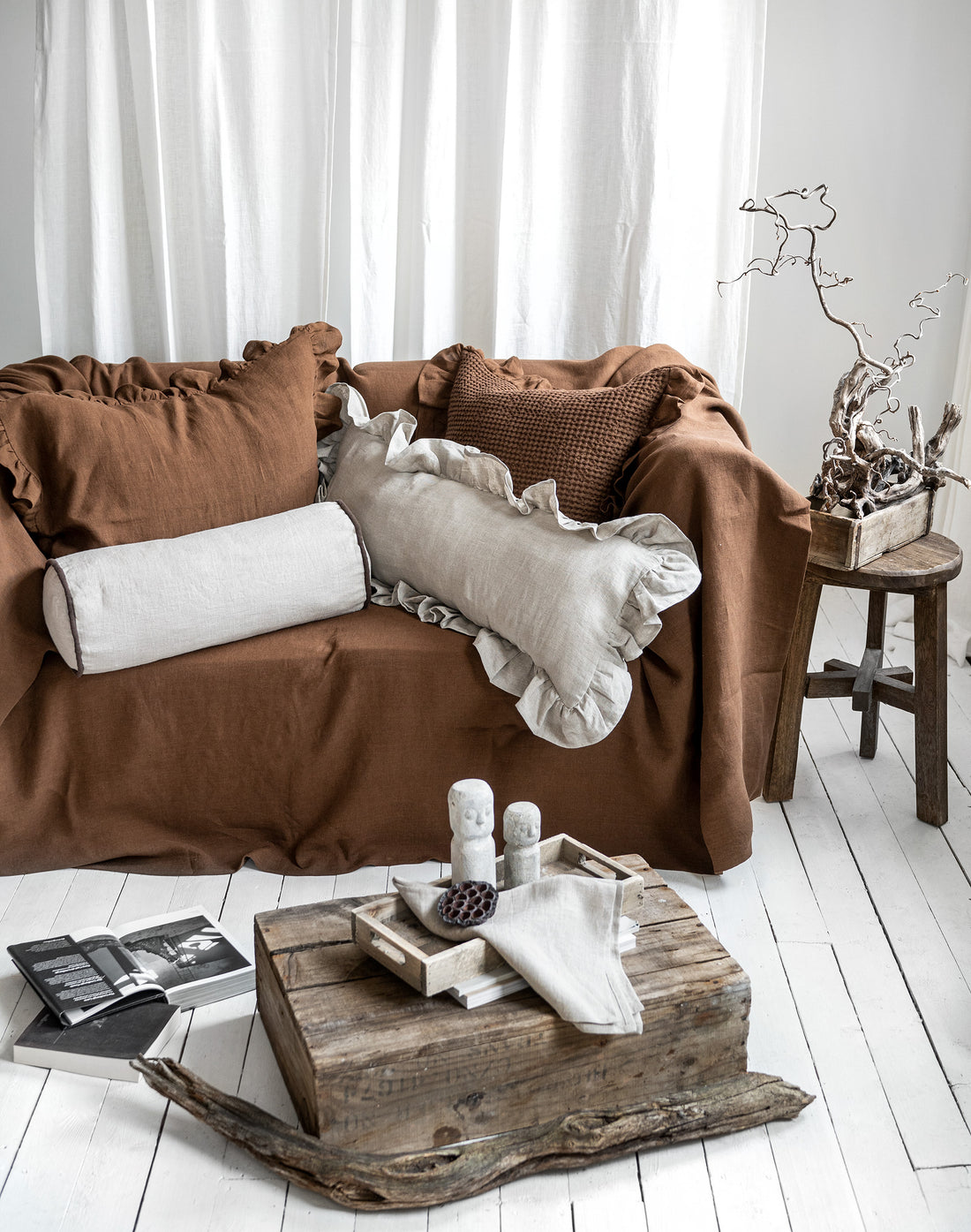 Ruffled Linen Pillowcase