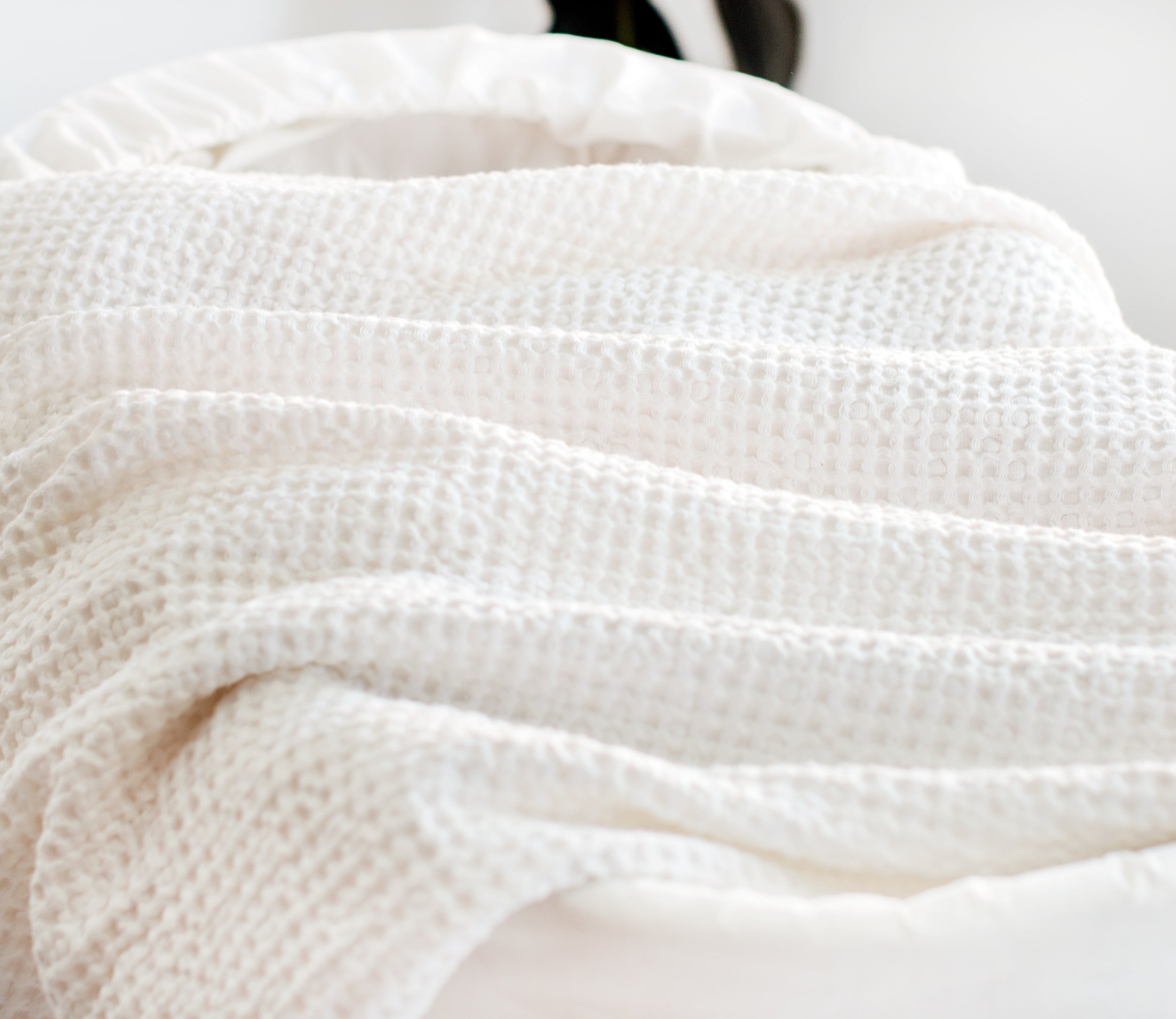 Waffle Blanket in Milky White