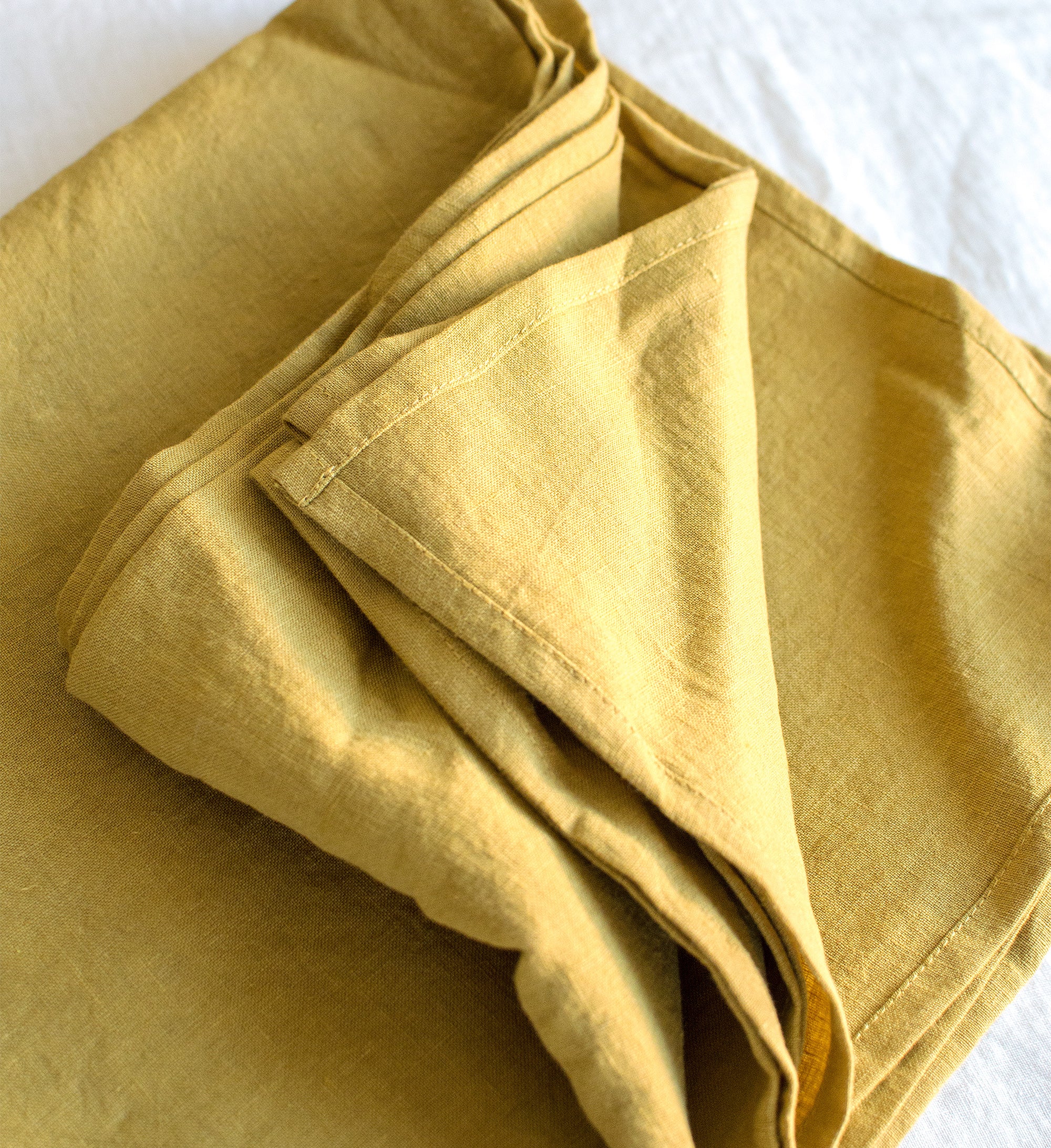 Linen Flat Sheet in Yellow Ochre