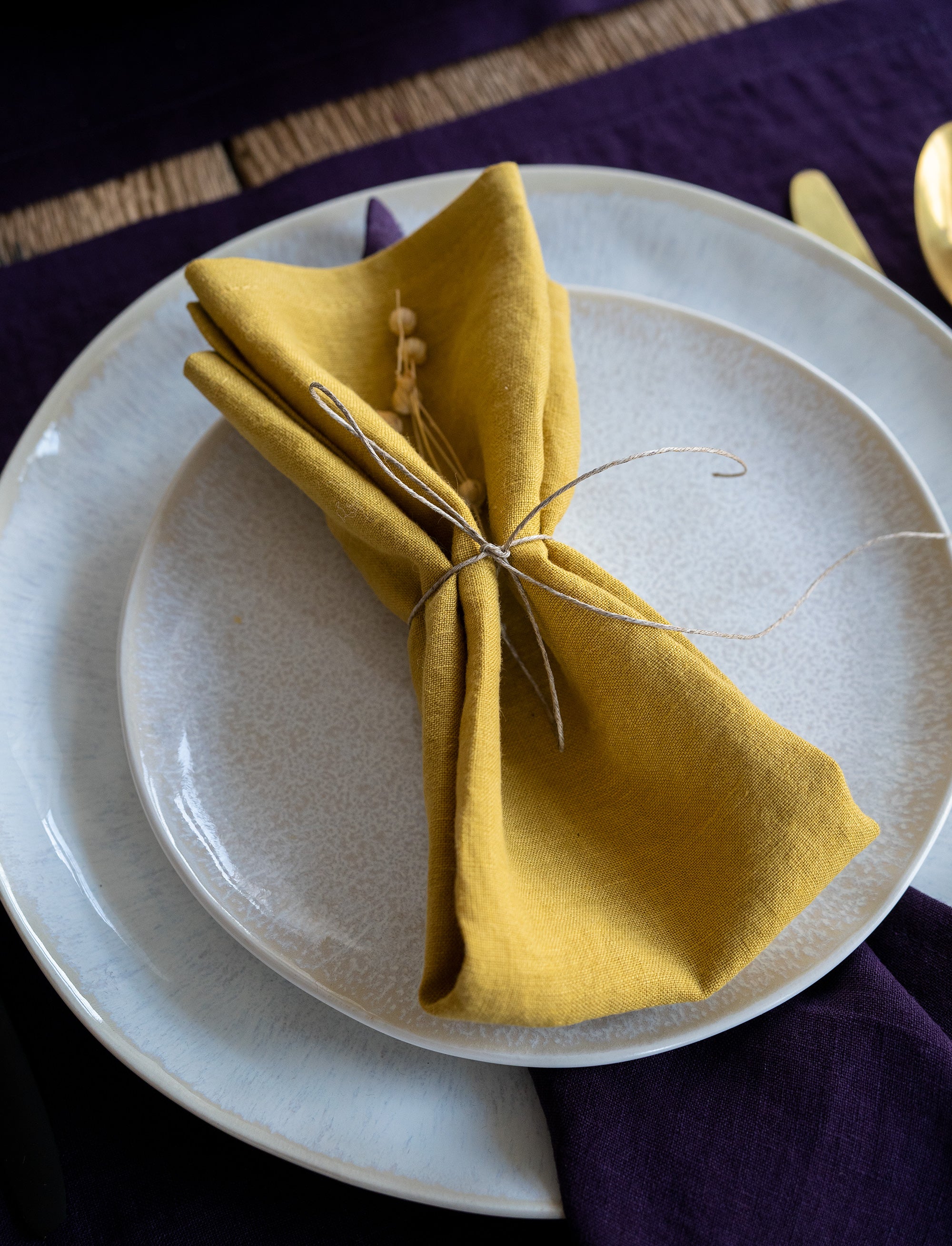 Linen Napkin in Yellow Ochre