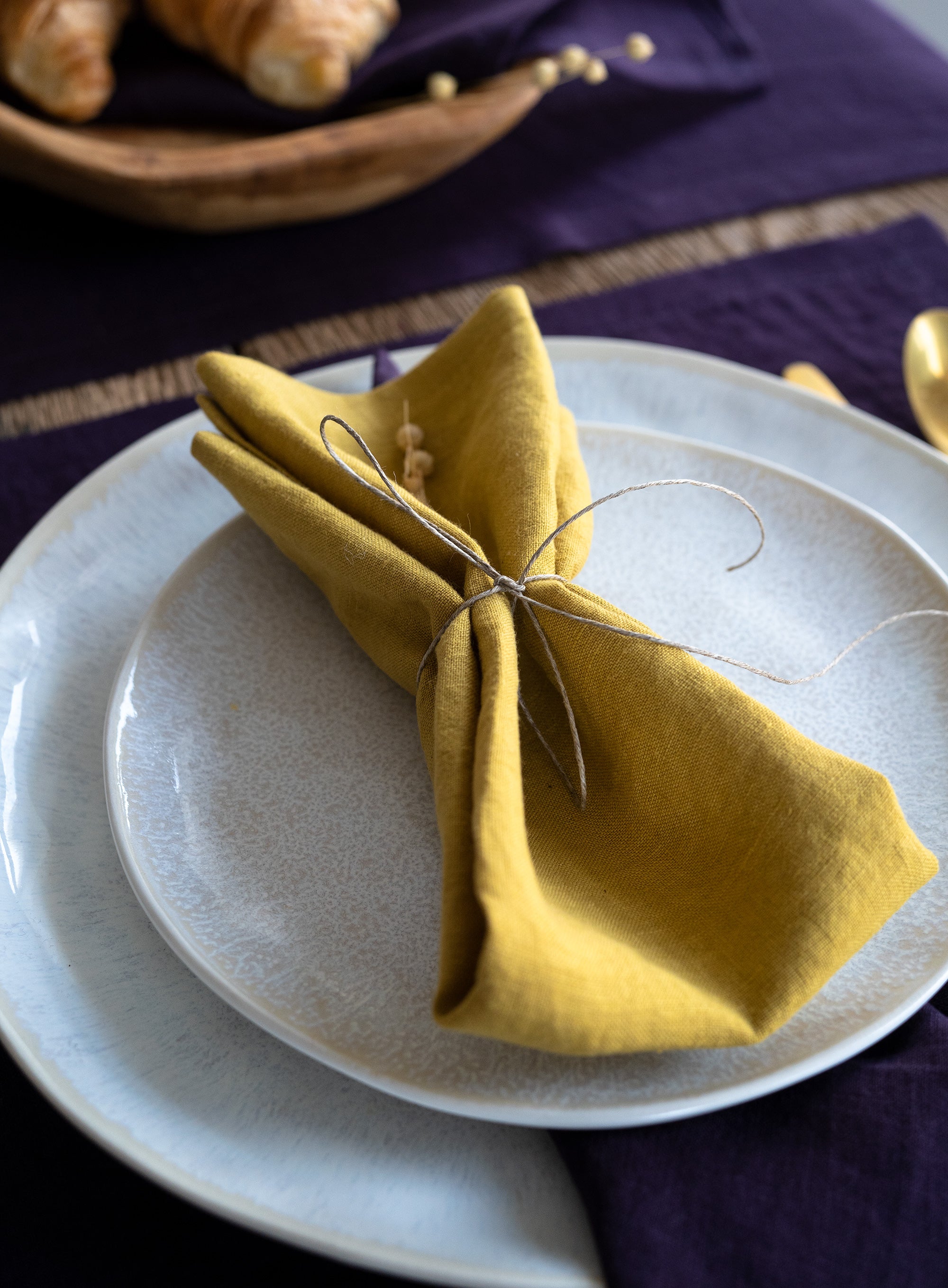 Linen Table Runner in Plum