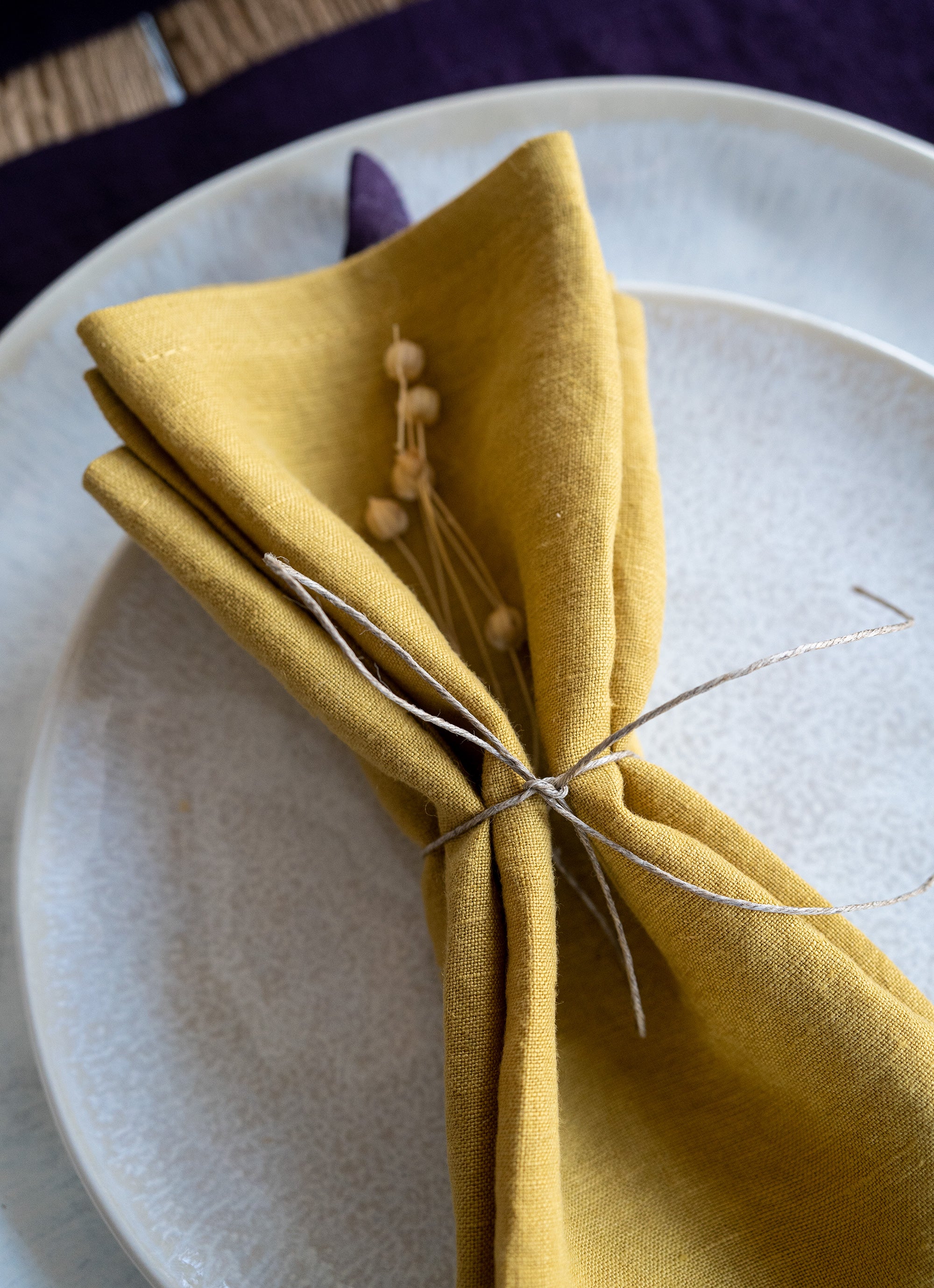 Linen Table Runner in Plum