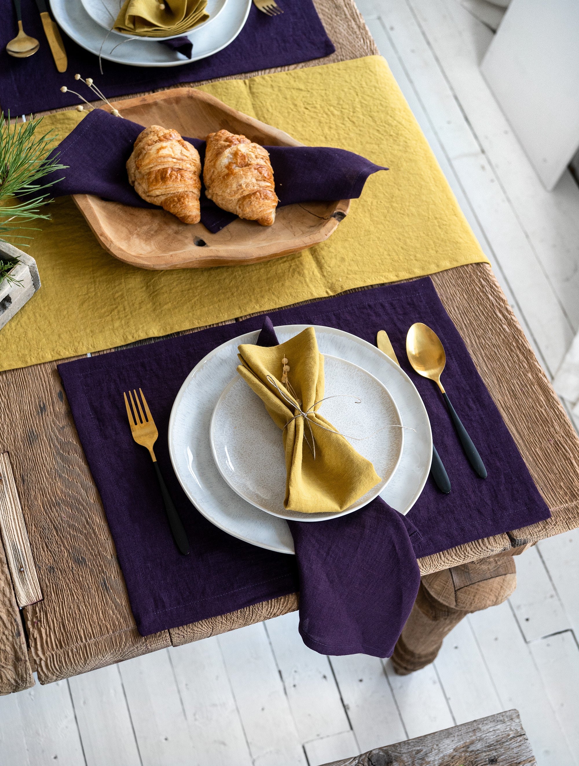 Linen Placemat with Miter Corners in Plum