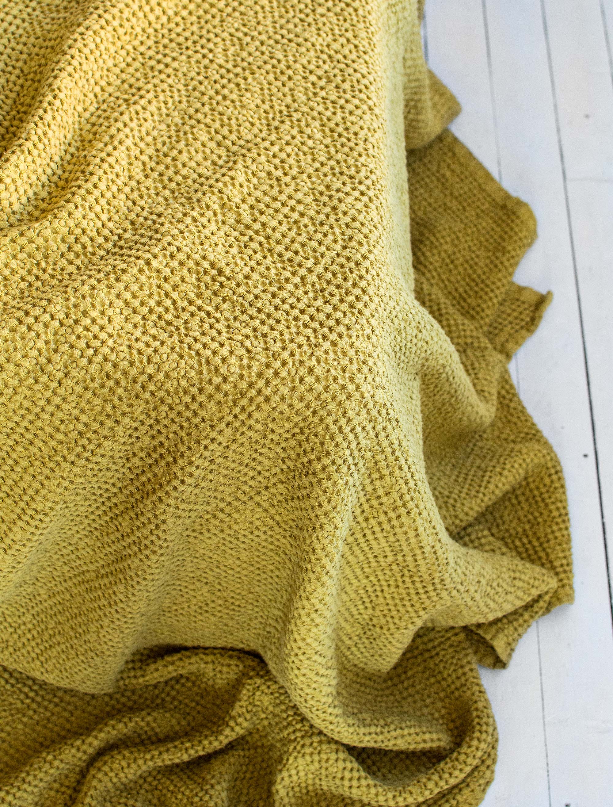 Waffle Blanket in Yellow Ochre