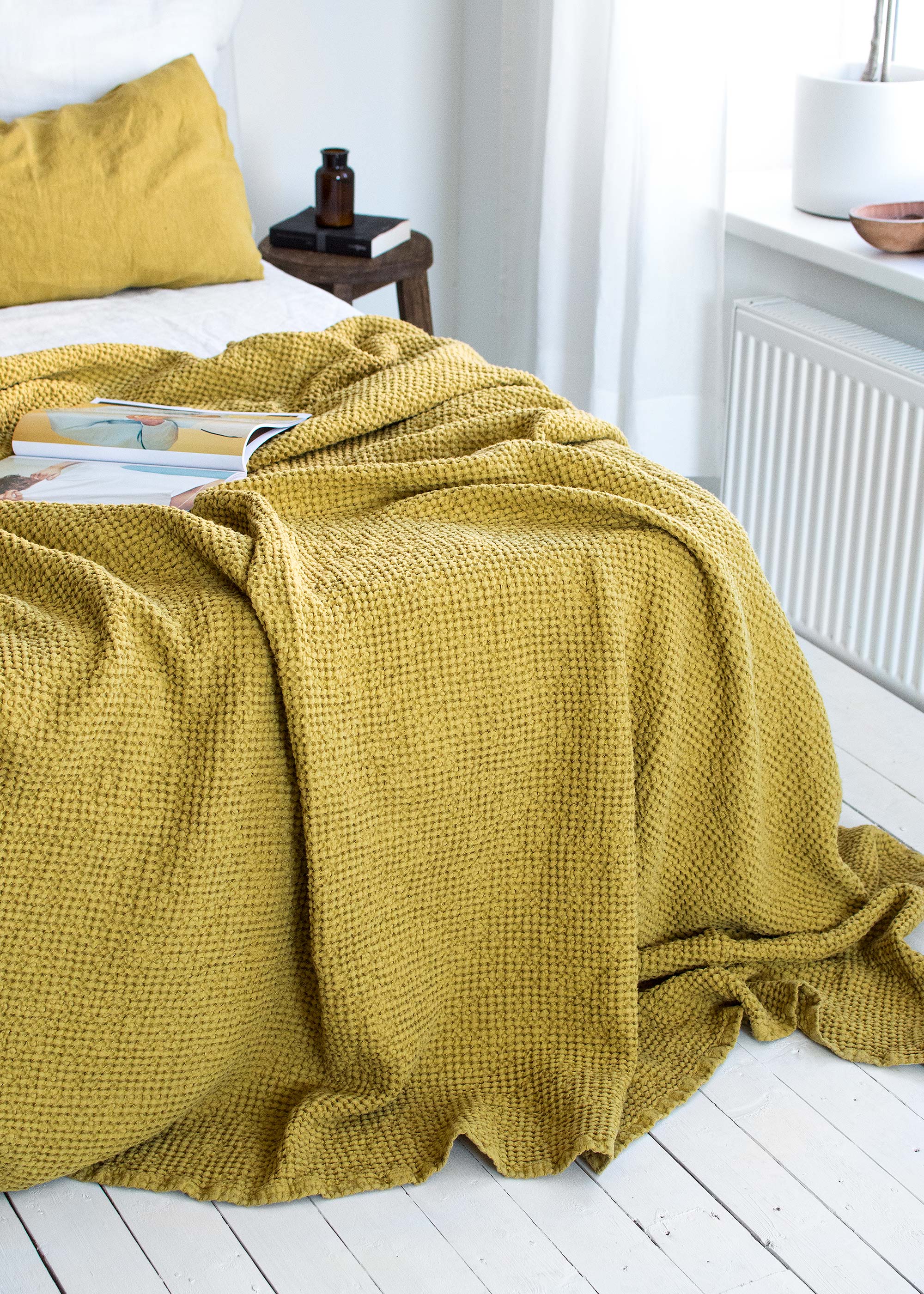 Waffle Blanket in Yellow Ochre